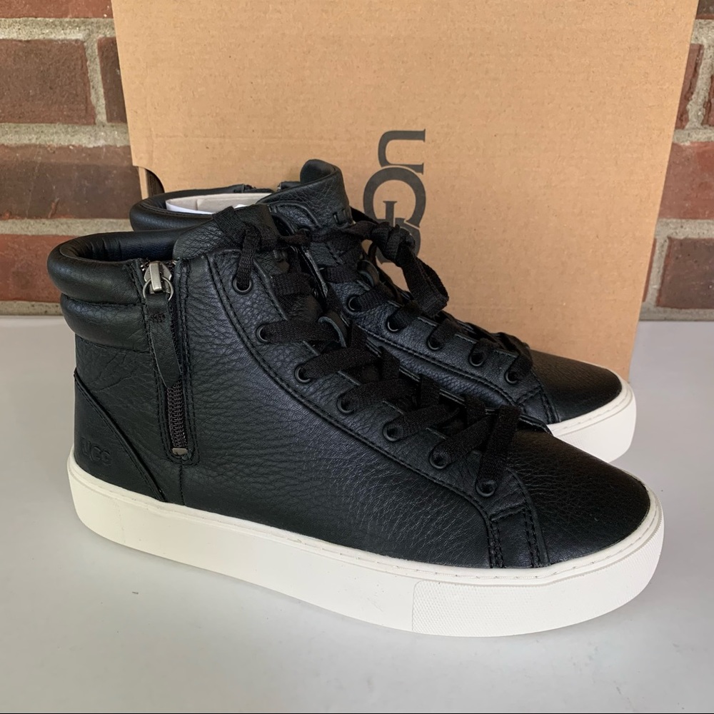 Ugg Women’s Olli Black Leather High Top Trainers Fashion Sneakers Size US 8.5 M.